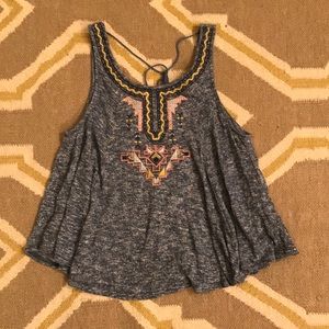 Tank with embroidery/stiching at neckline